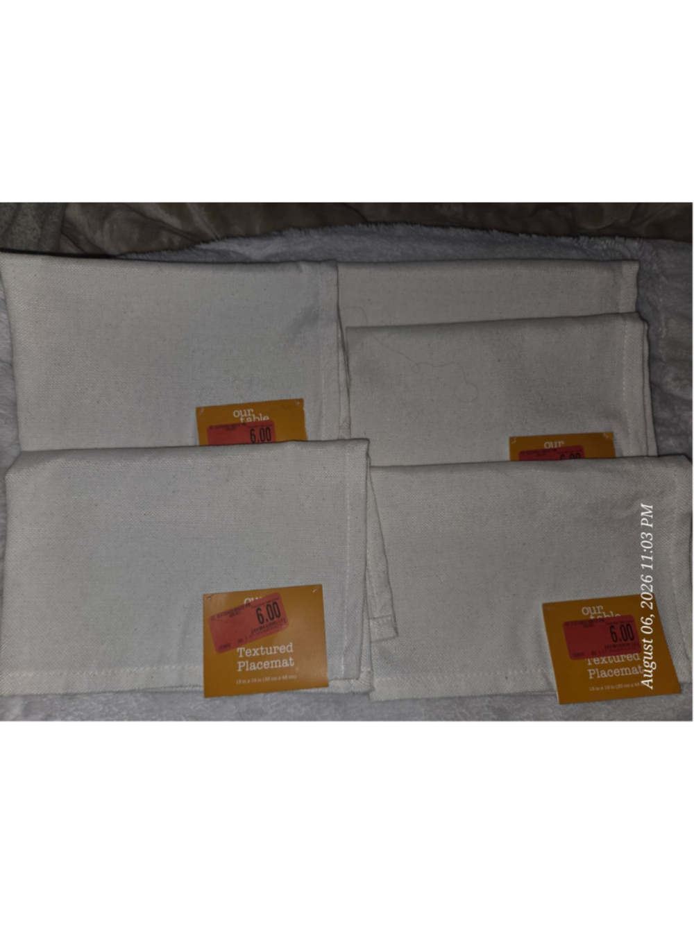 Set of 5 Our Table Textured Placemat One Size White